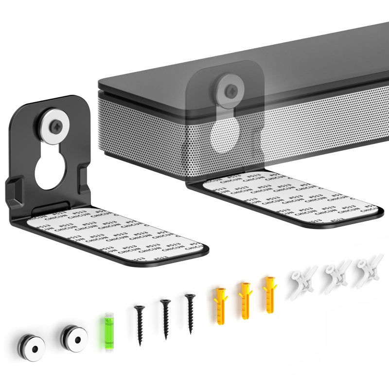 Yibracki Universal Soundbar Wall Mounts Bracket for Samsung, Sony, LG, Nakamichi, Polk Audio, Vizio, Roku, Onn Soundbar Mounting Under TV Heavy-Duty Floating Sound bar Mount Shelves Hold Up to 20Lbs - Image 1